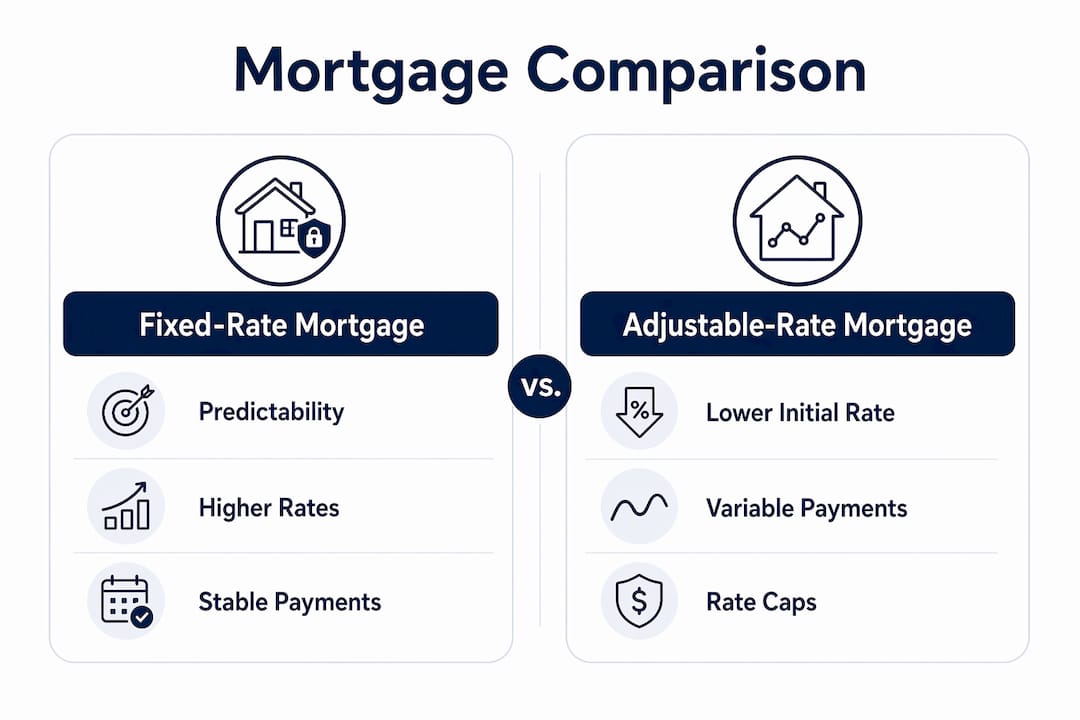 Infographic comparing fixed and adjustable rate mortgages