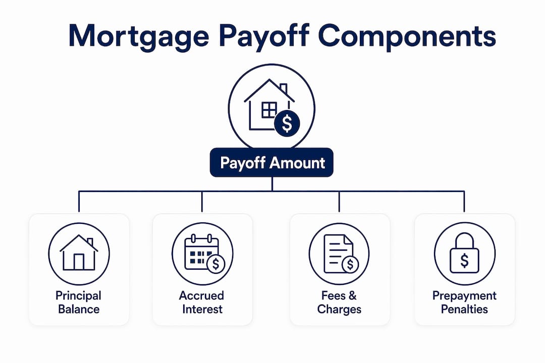 Infographic illustrating mortgage payoff components