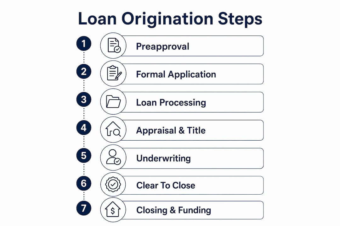 Infographic showing loan origination steps