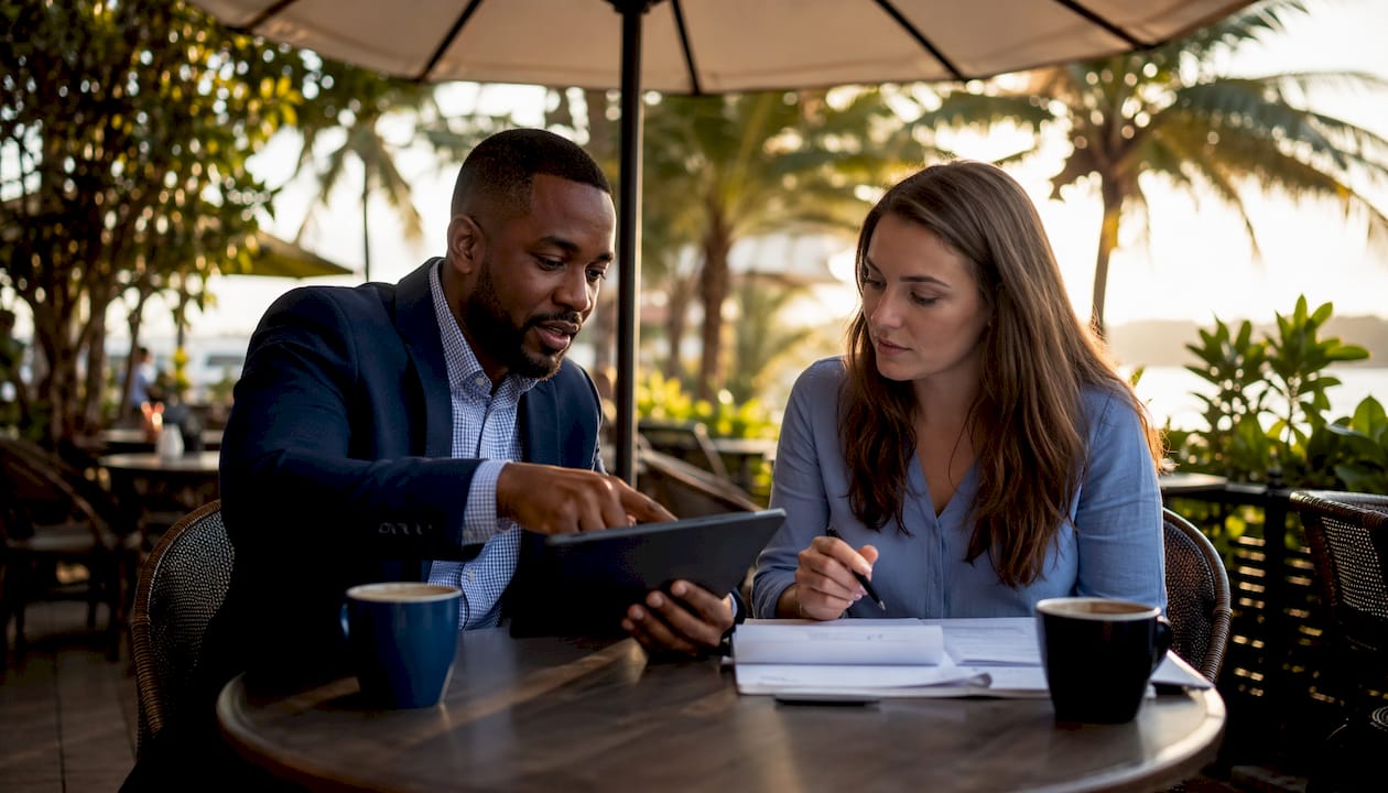 Mortgage broker discussing loan options with borrower