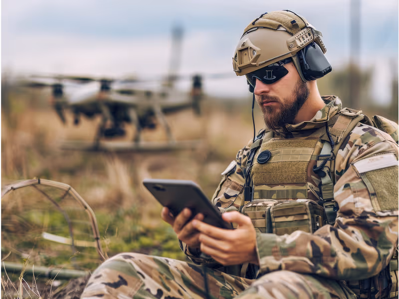 Image showing a soldier in the field using Bento MDM on a tablet