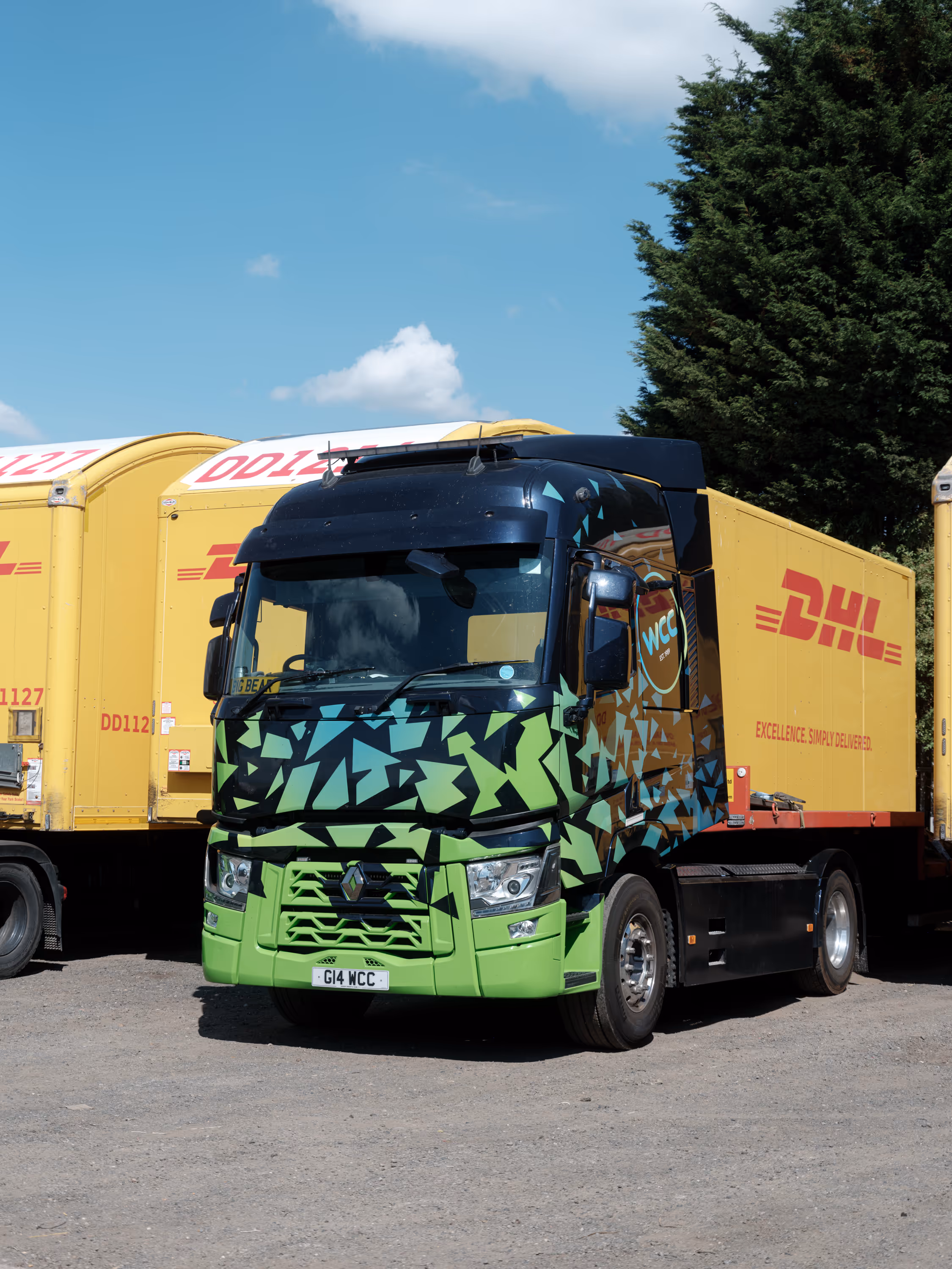 WCC branded Renault T Range tractor unit featuring the signature shards design.