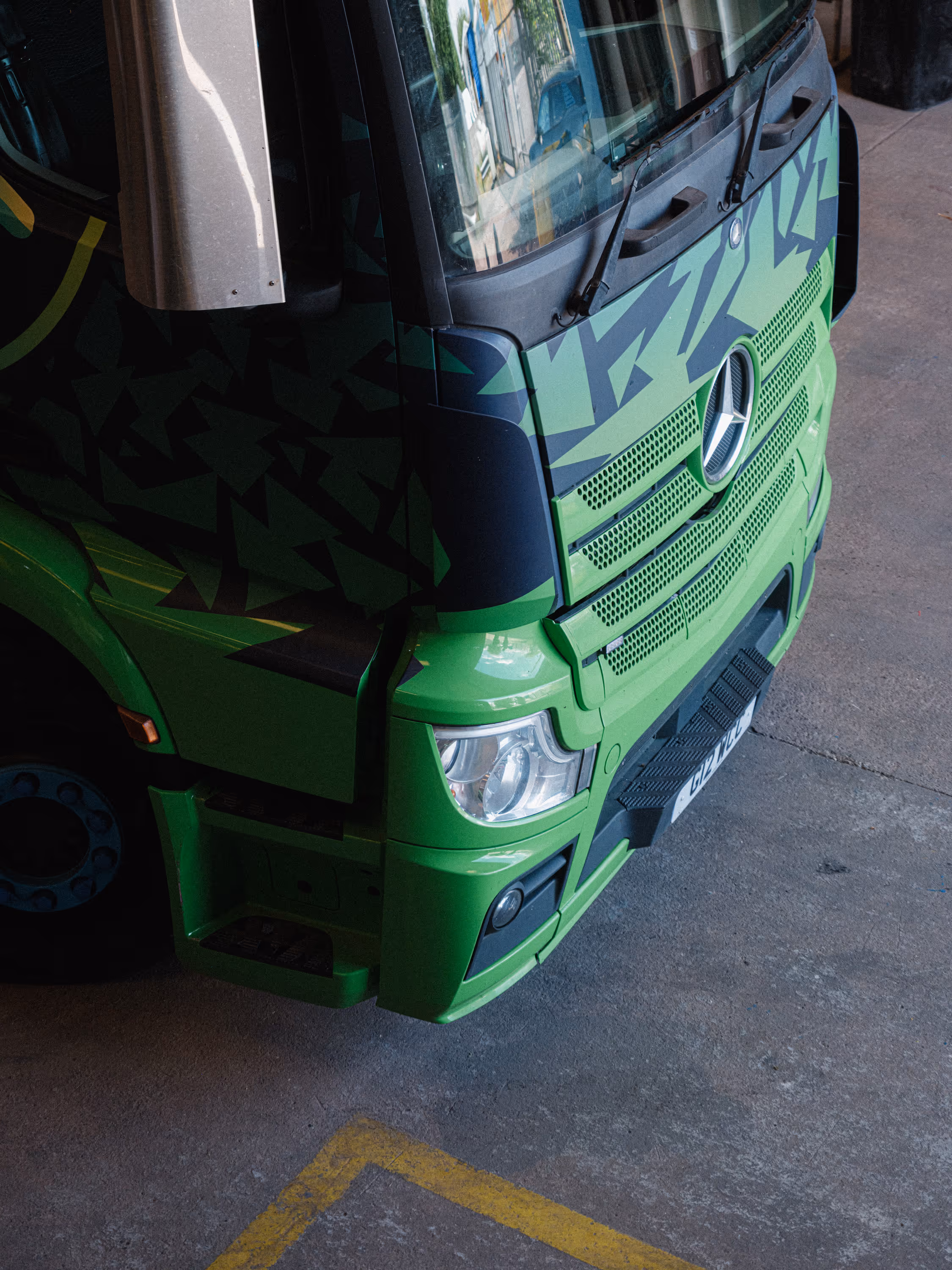 A cool angle of the WCC Mercedes tractor unit.