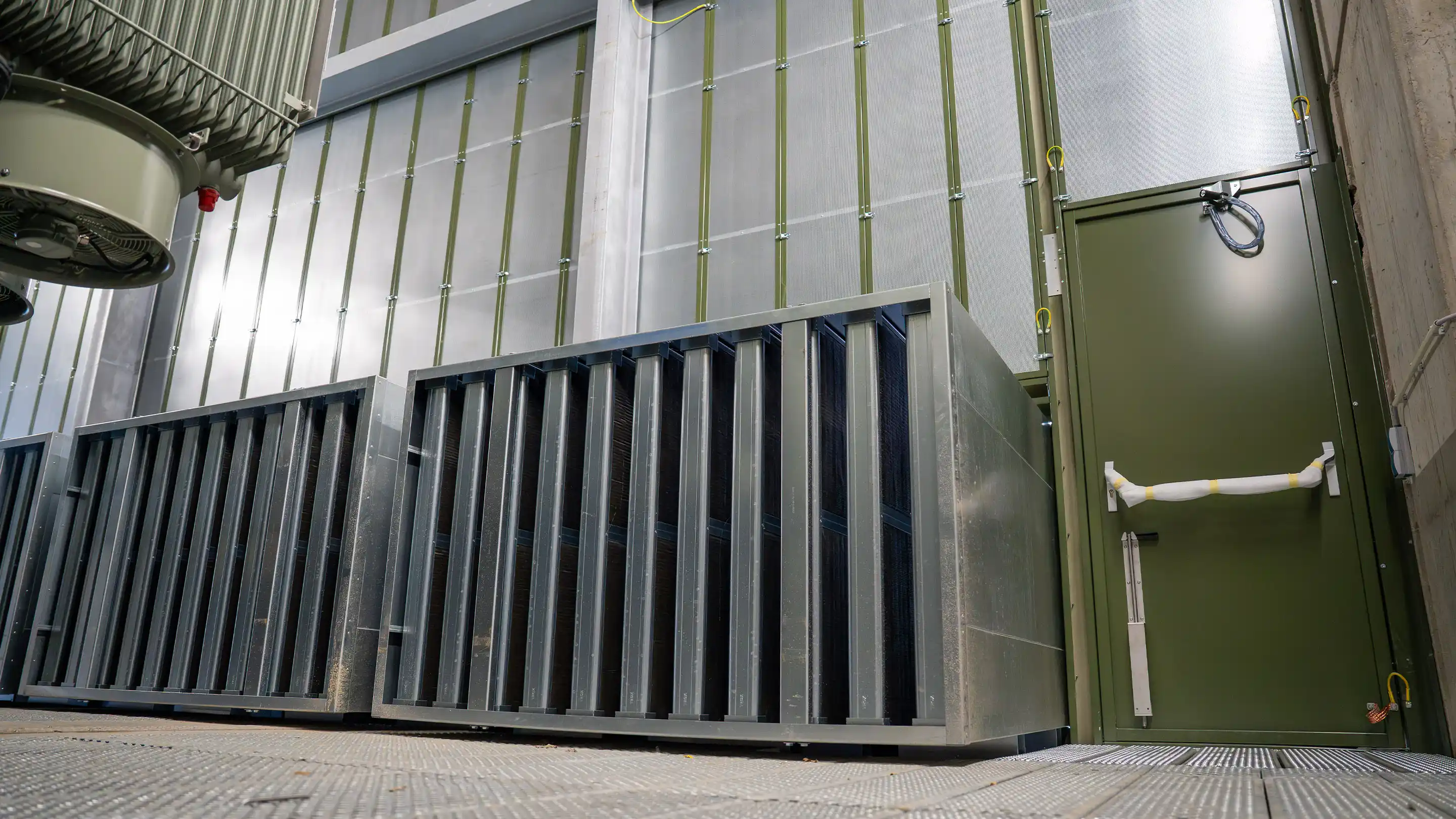 Merford noise control grilles, m-serie door and sks-panels inside transformer enclosure at Enexis Gennep.