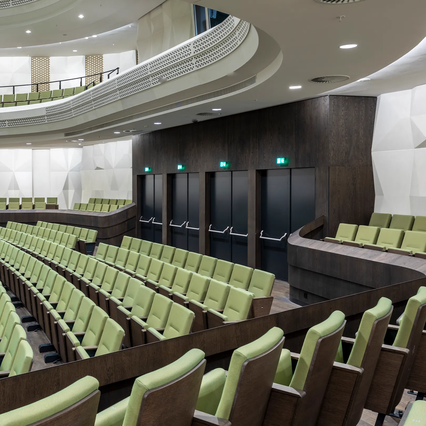 M-series sound-insulating steel doors installed in the Amare theatre auditorium for acoustic and fire-safe performance.