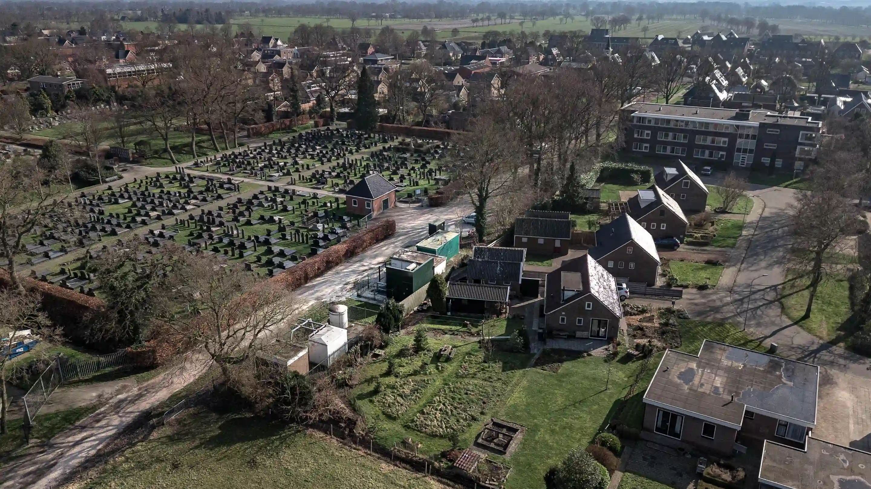 Top view of the Enexis transformer station in Zevenhuizen, Groningen.