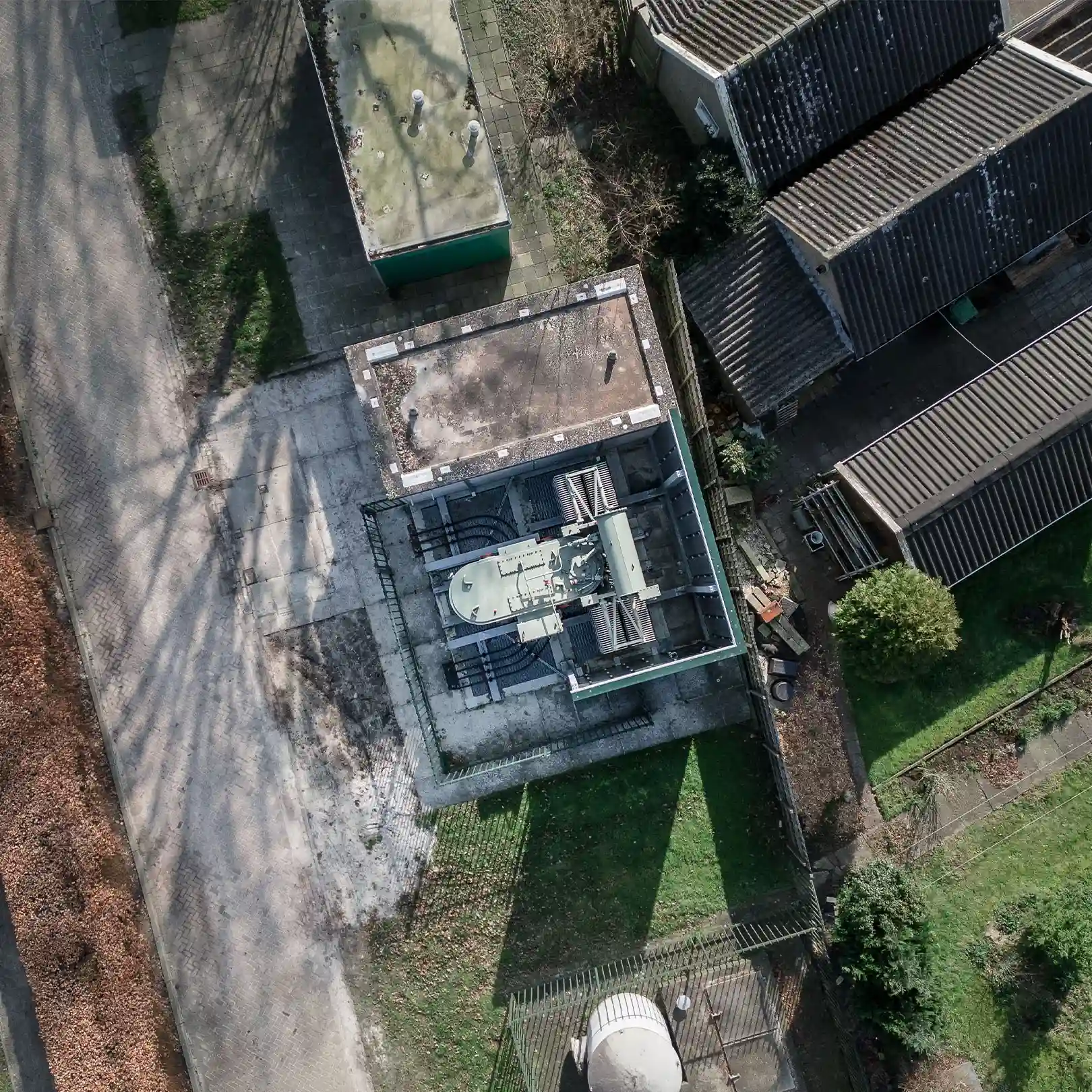Top view of the Enexis transformer station in Zevenhuizen, Groningen
