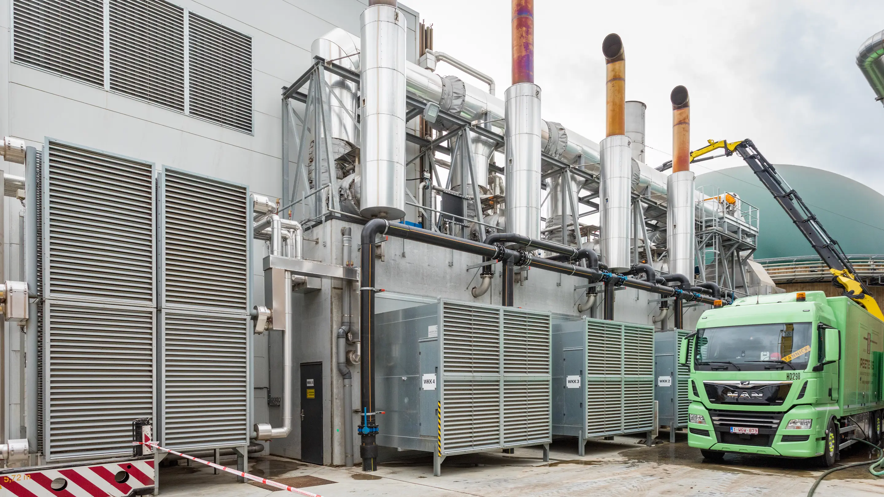 Industrial installation with multiple acoustic solutions.