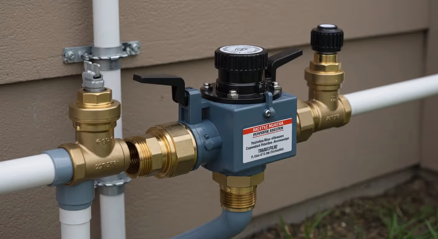 Piping with pressure reducer and valve.