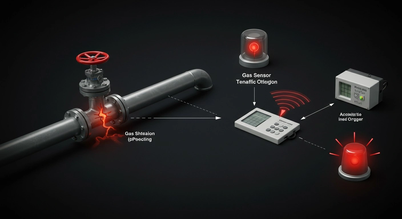 Gas leak detection system infographic.