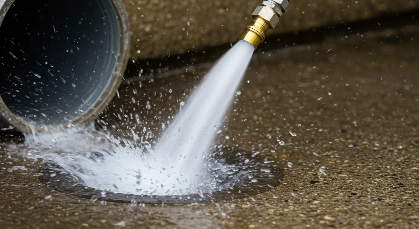 Power washing a storm drain.