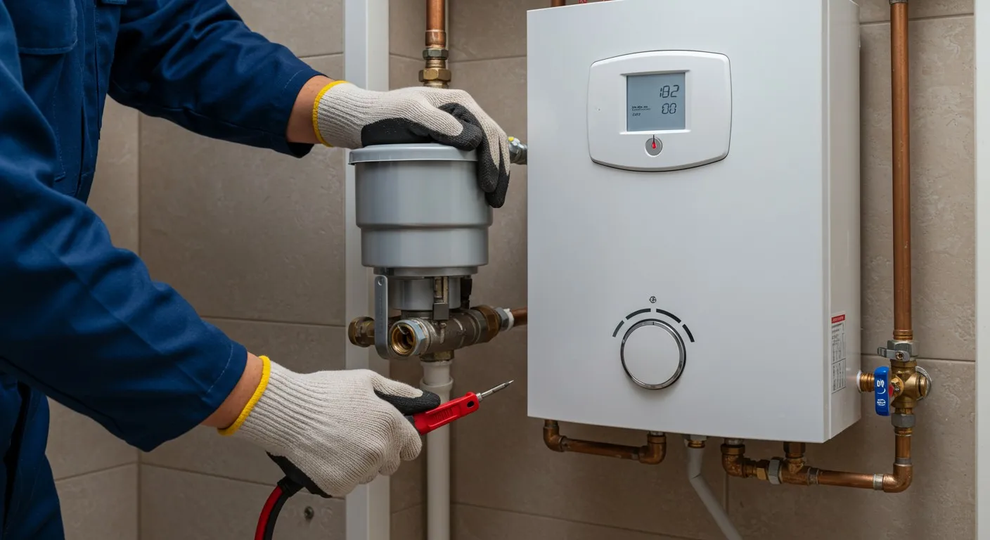 Man working on a boiler system.