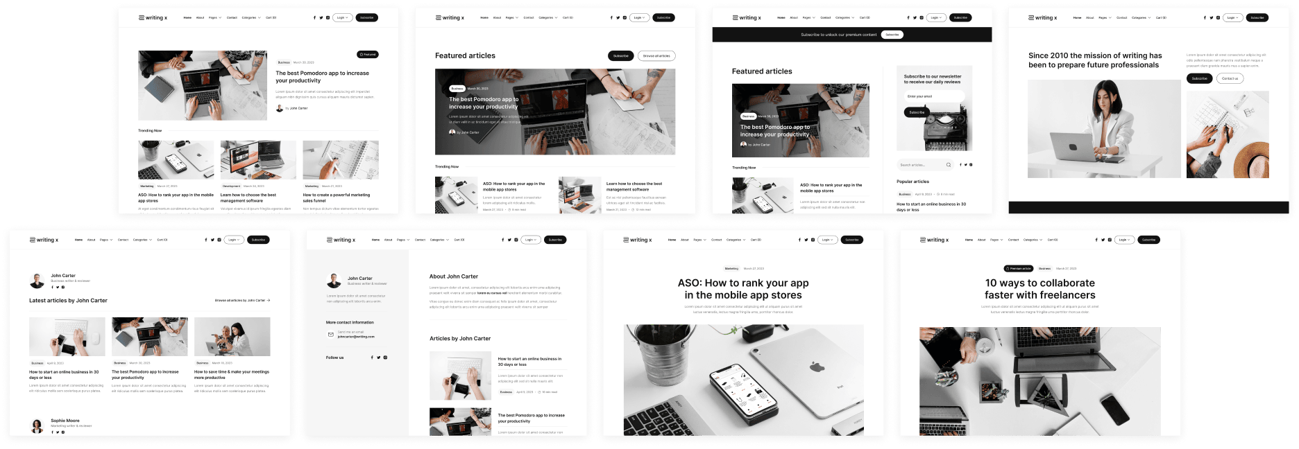 Writing X - Blog Site Webflow Template
