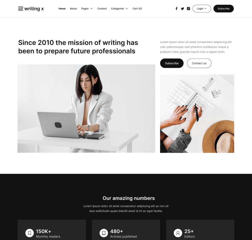 Writing X - About Page - Blog Site Webflow Template