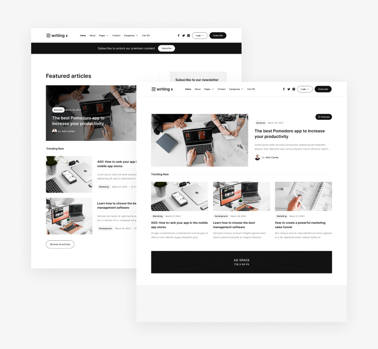Writing X - 32+ Pages - Blog Site Webflow Template