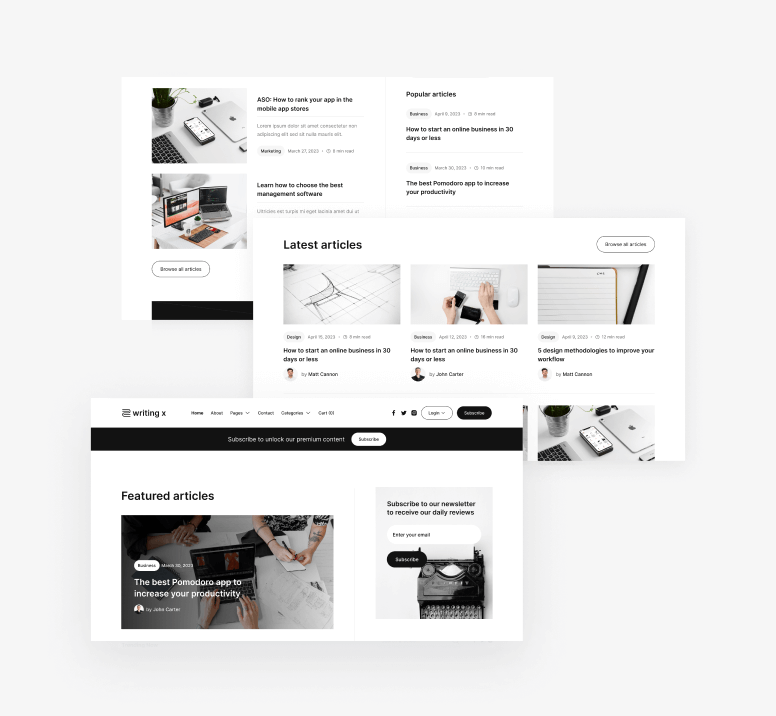 Writing X - 44+ Sections - Blog Site Webflow Template