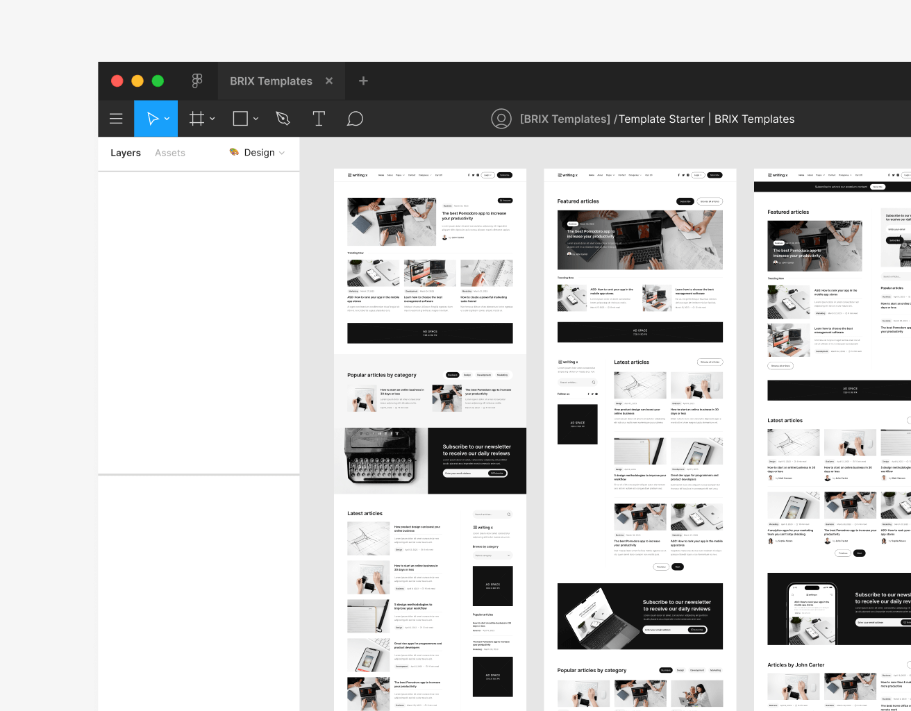 Writing X - Figma File Included - Blog Site Webflow Template