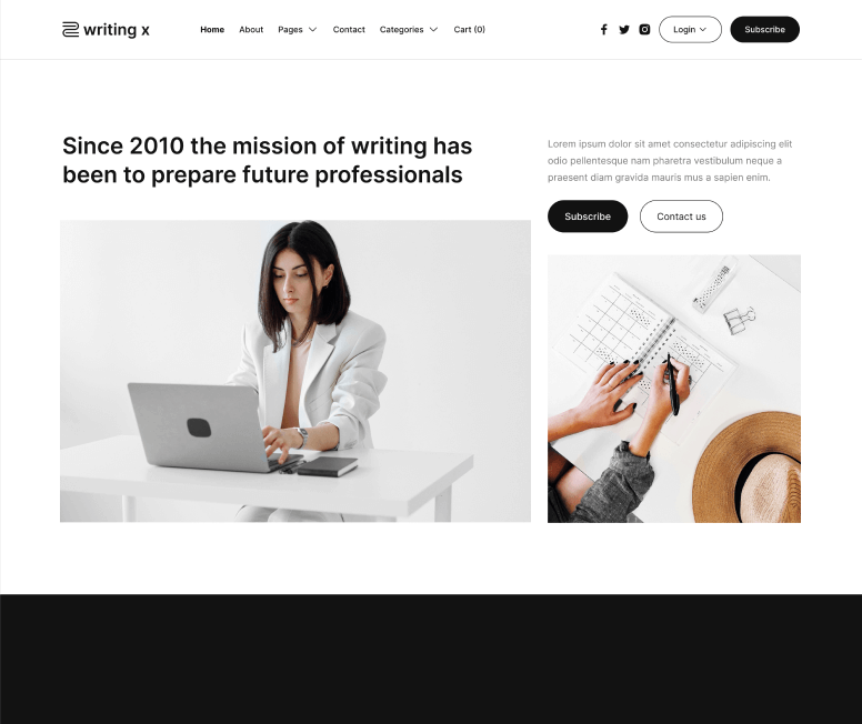 Writing X - About Page - Blog Site Webflow Template