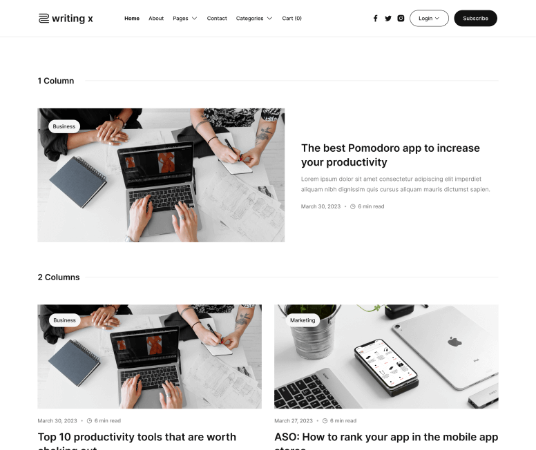 Writing X - All Articles V2 Page - Blog Site Webflow Template