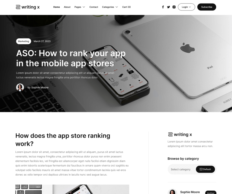 Writing X - Blog Post V2 Page - Blog Site Webflow Template