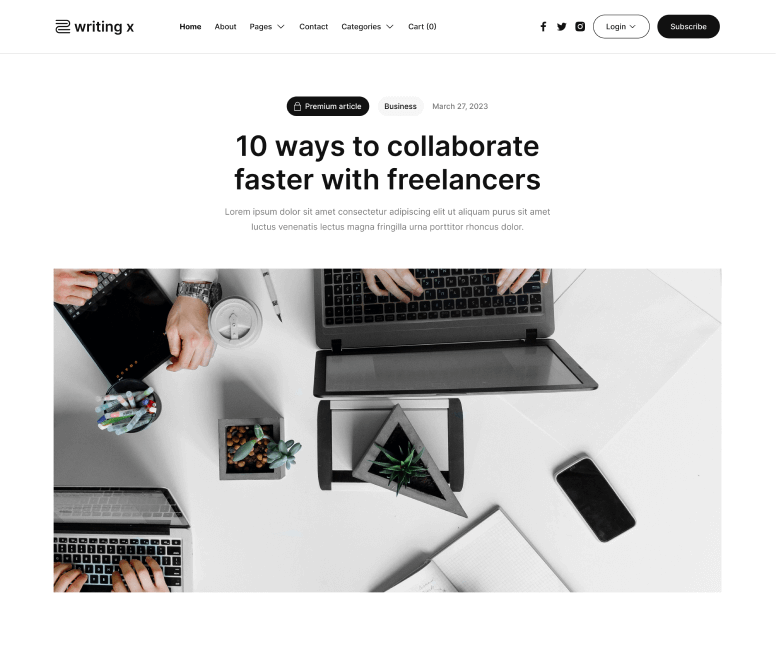 Writing X - Blog Post Premium Page - Blog Site Webflow Template