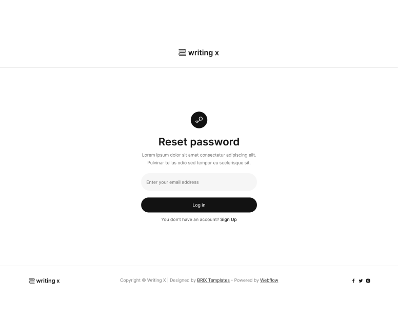 Writing X - Reset Password Page - Blog Site Webflow Template