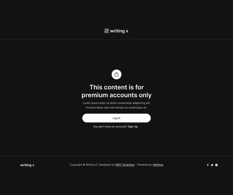 Writing X - Access Denied Page - Blog Site Webflow Template