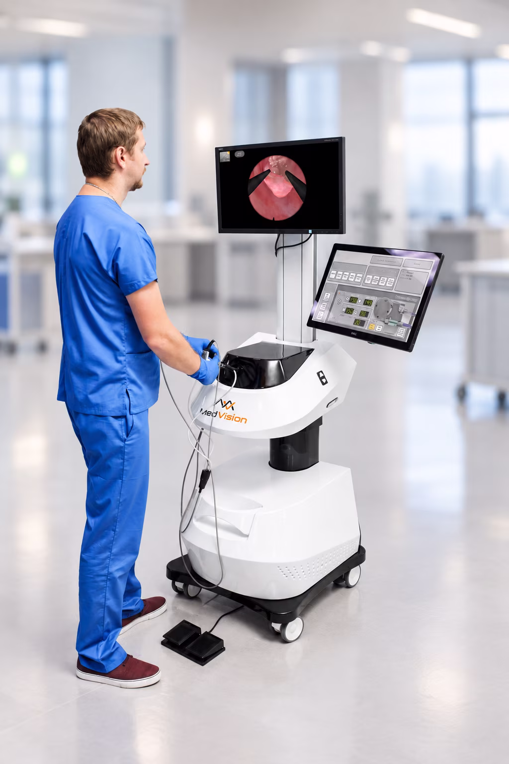 Surgeon training on a MedVision laparoscopic simulator