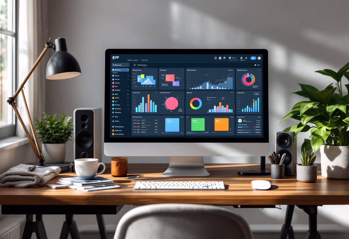 [interface] image of software interface on a modern desk setup