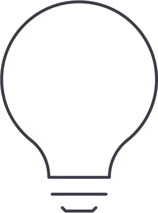 Simple line drawing of an unlit light bulb with a round top and screw base.