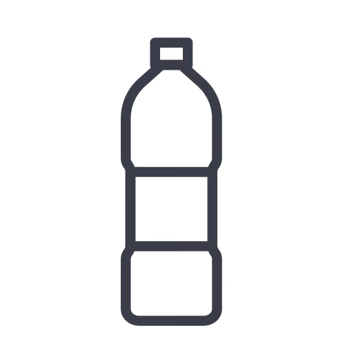 Outline icon of a plastic water bottle.