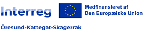 Interreg logo with European Union flag and text 'Medfinansieret af Den Europæiske Union Øresund-Kattegat-Skagerrak' in blue.