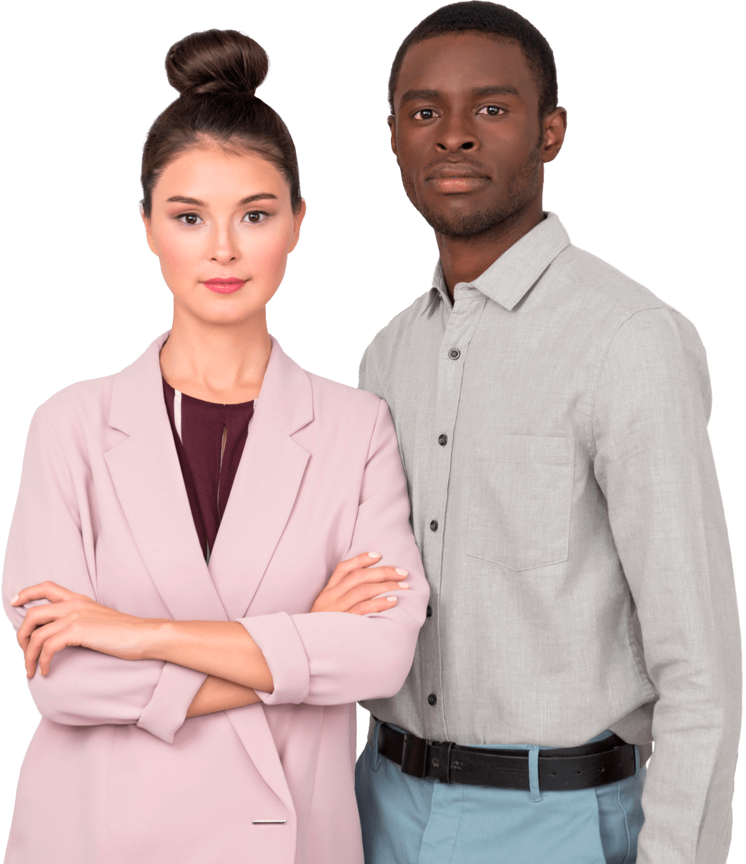 white female and black male in professional attire