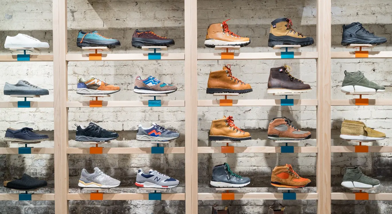 The Outsiders store re-purposed many elements within the space, and made use of the existing walls and floors