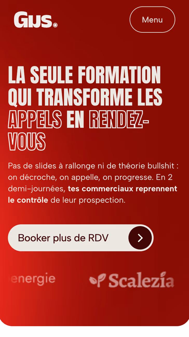 Landing page Augustin tonnel webflow sur smartphone