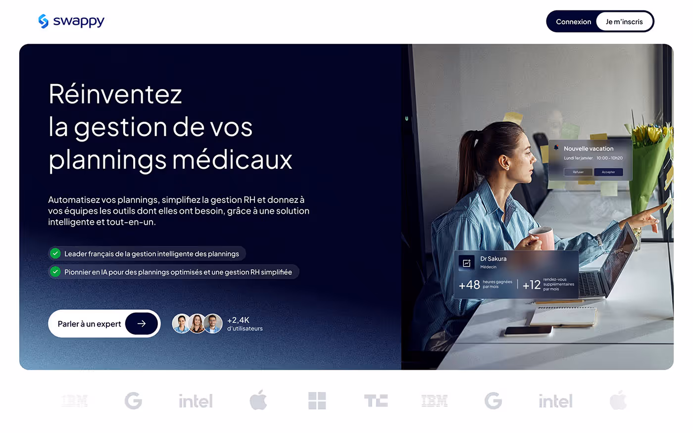 Visual of the Swappy landing page after webflow redesign
