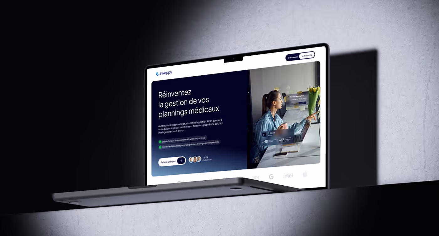 Visual of the Swappy landing page on mockup