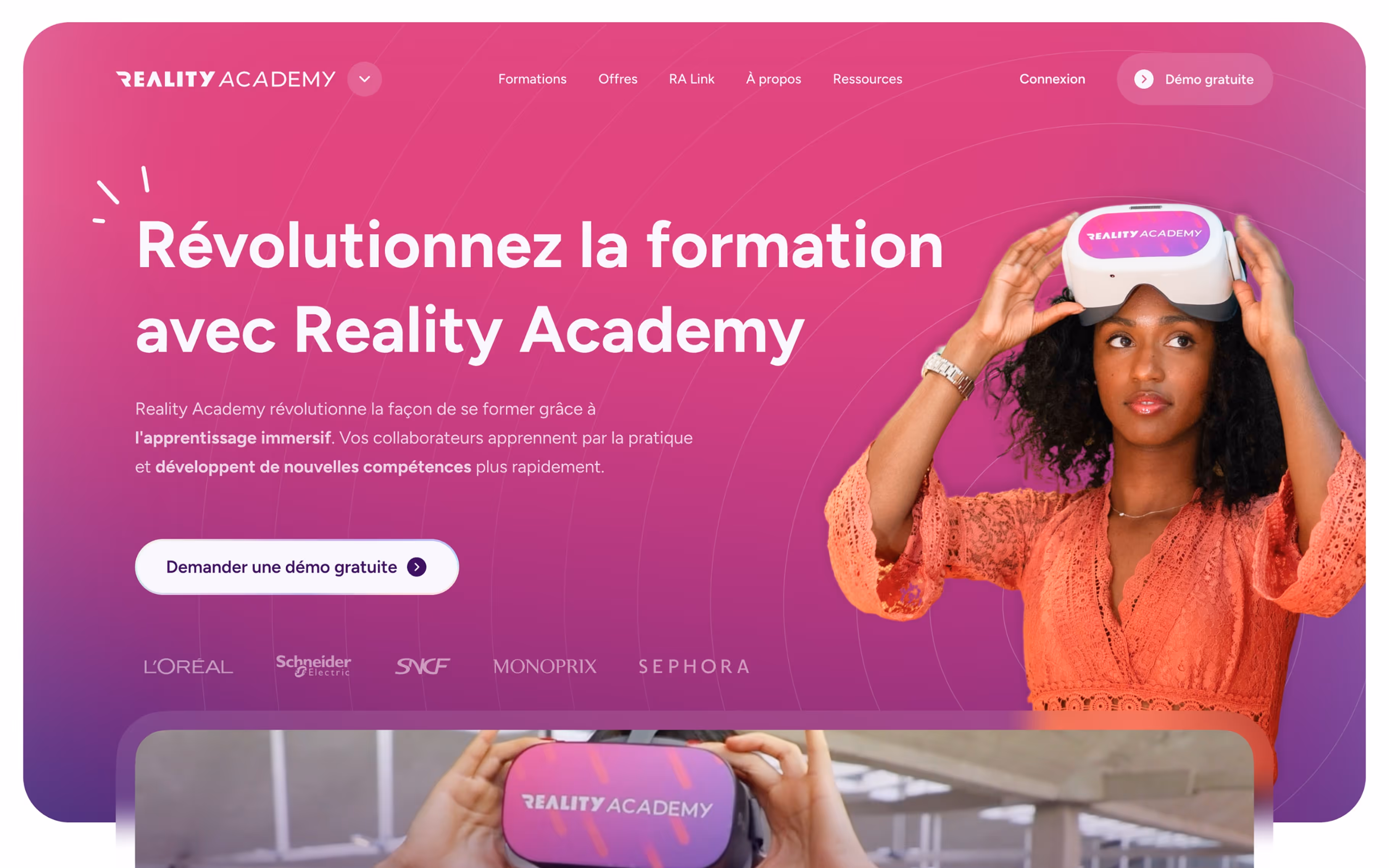 Reality Academy website after webflow redesign