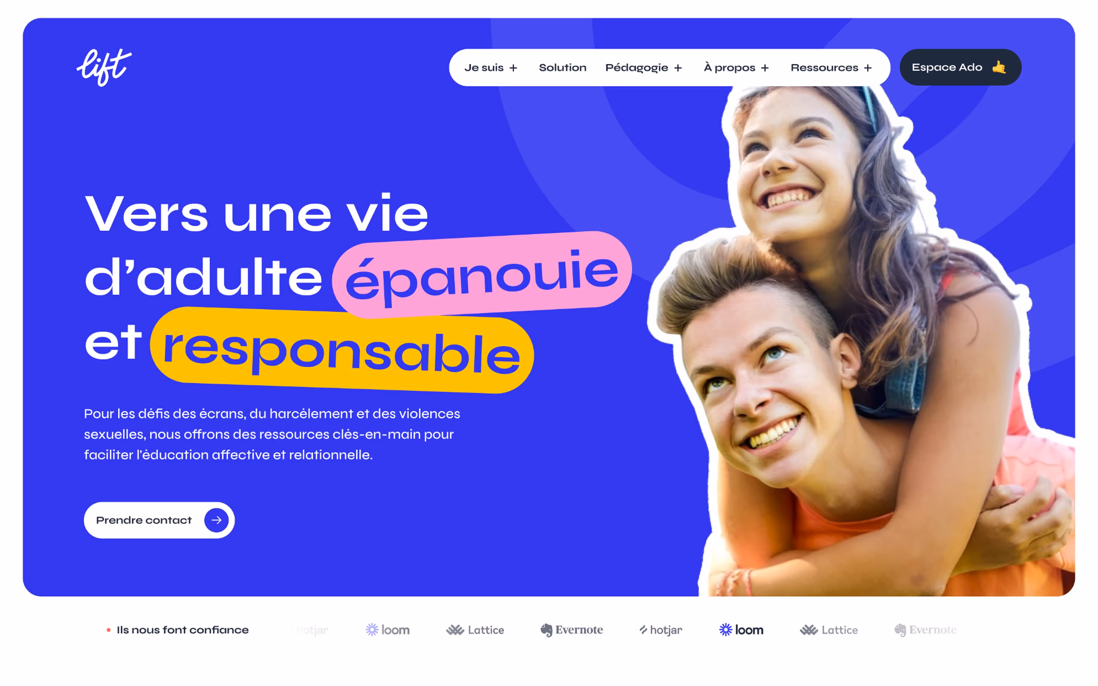 Lift website after redesign