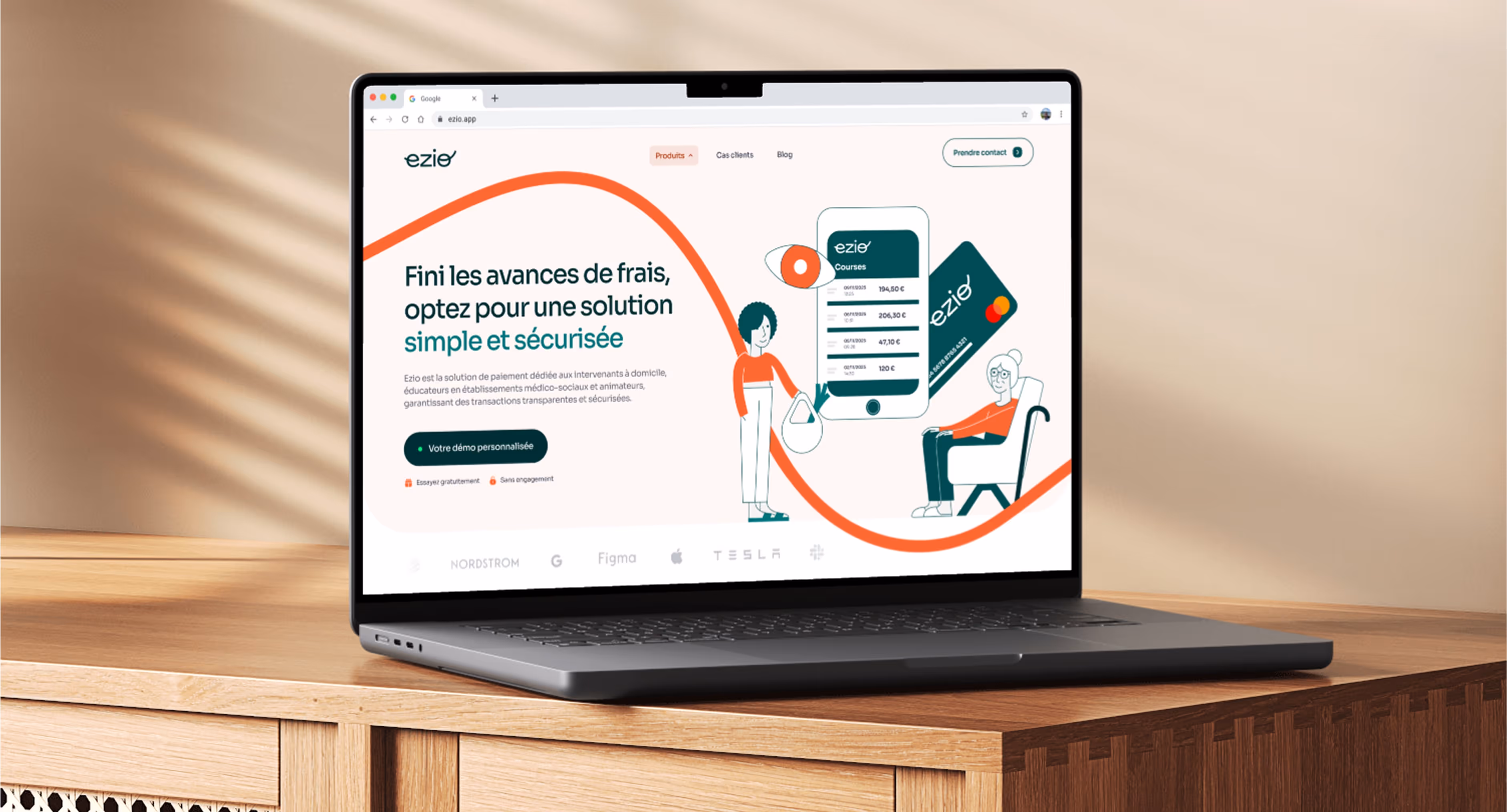 Ezio's webflow site on a mockup