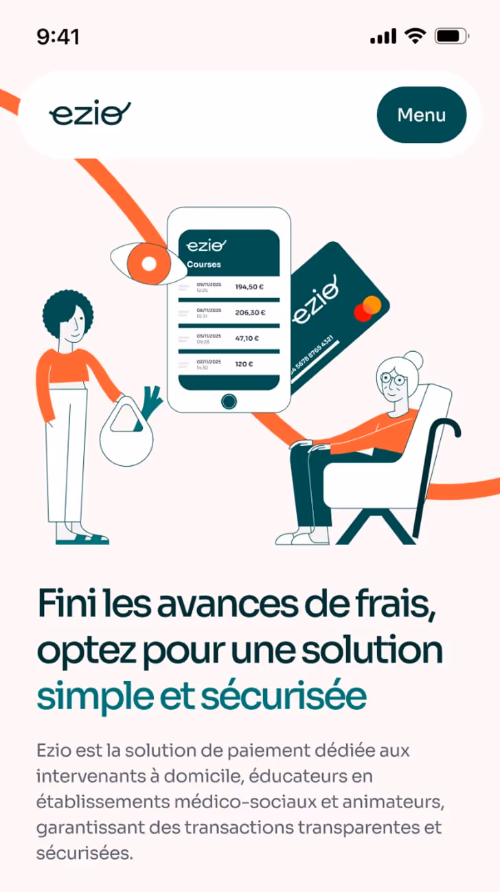 Visual of the Ezio webflow site on smartphone
