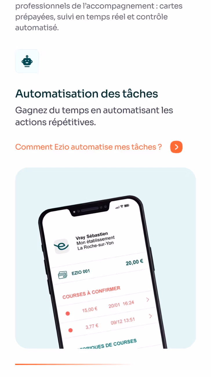 Visual of the Ezio webflow site on smartphone 03