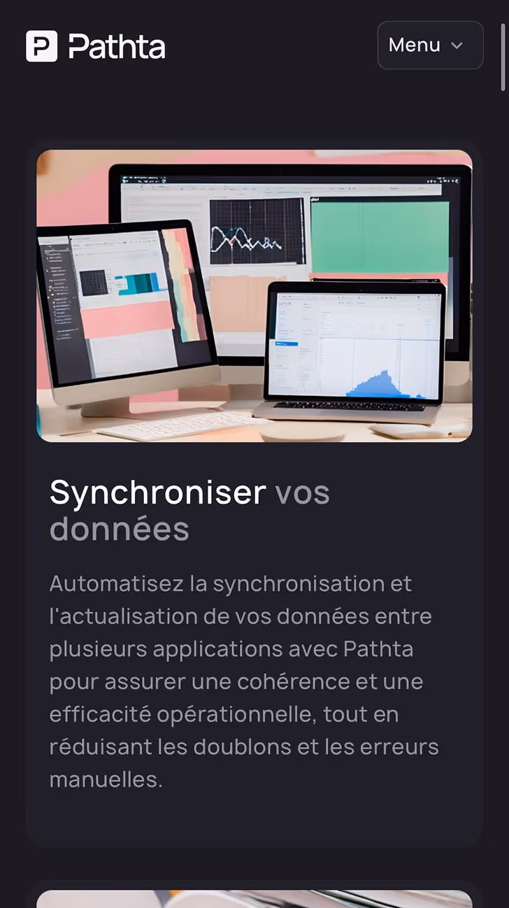 Visual of the Pathta webflow site on smartphone