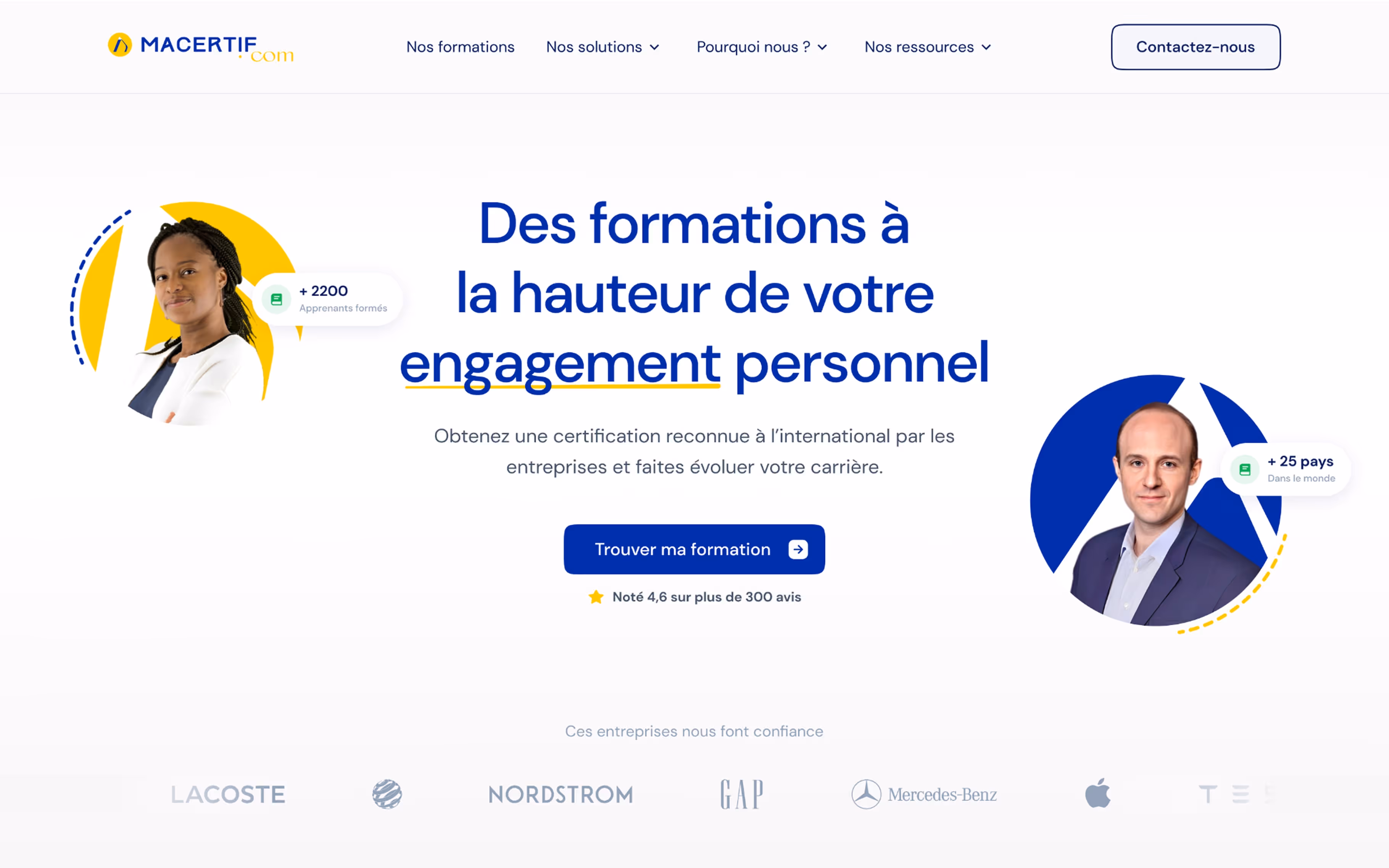 Visual of the Macertif webflow site after redesign