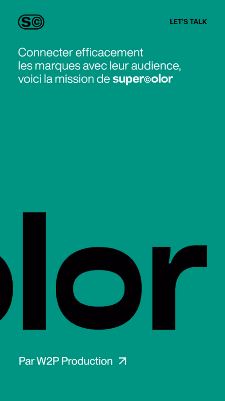 Vignette du site webflow Supercolor sur smartphone