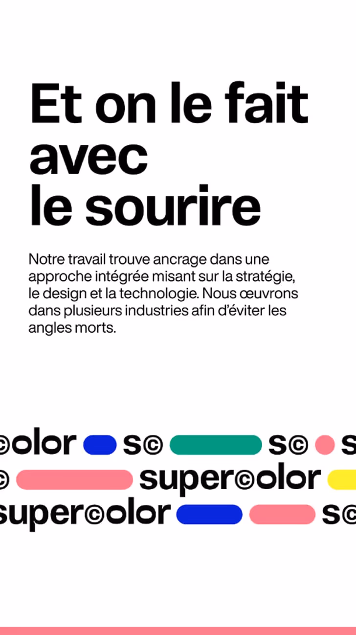 Vignette du site webflow Supercolor sur smartphone 02
