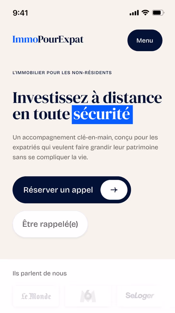 Visuel du site Immopourexpat sur smartphone