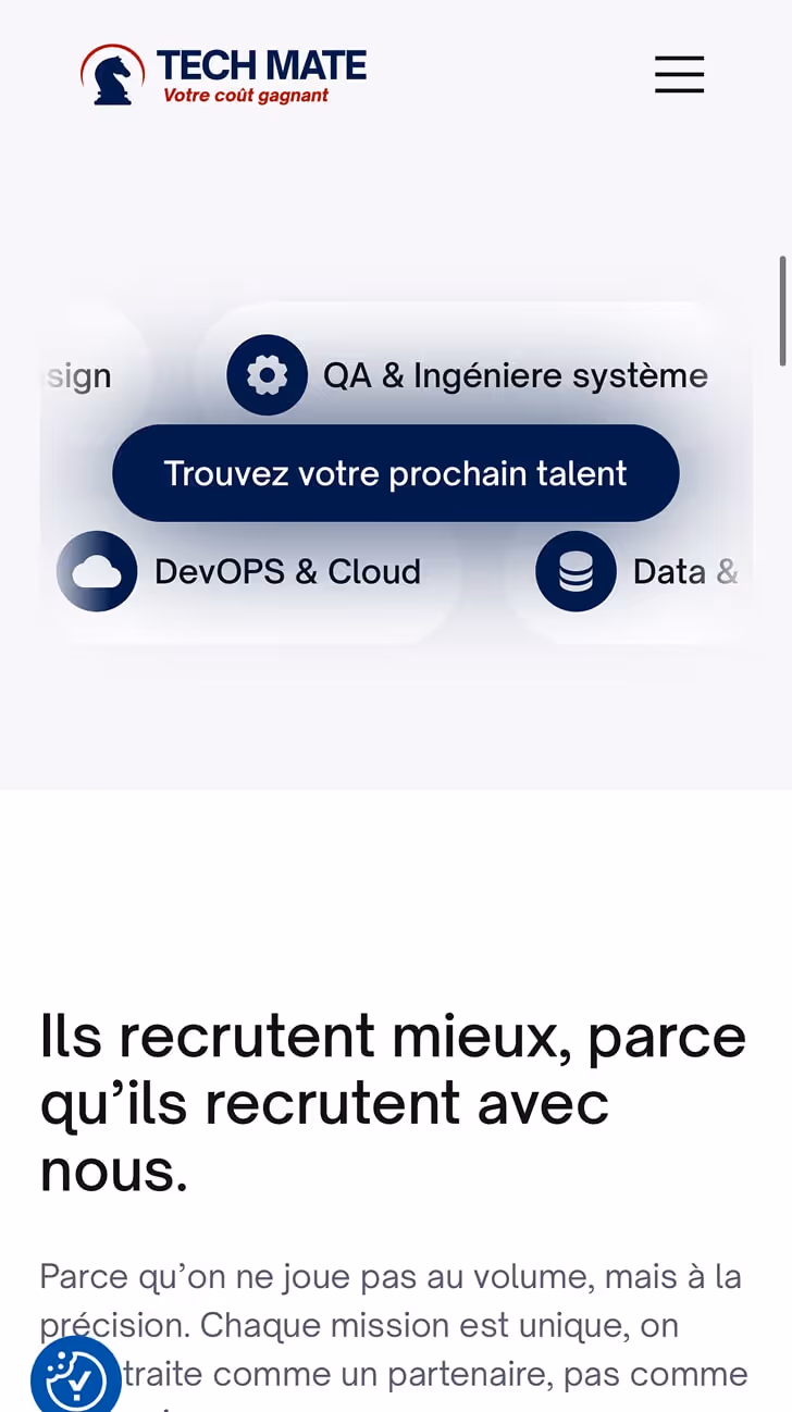 Visuel du site Techmate sur smartphone 02