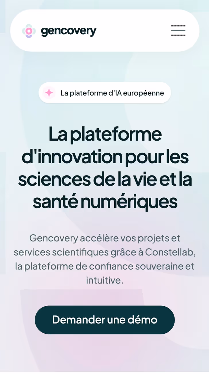 Visuel du site Gencovery sur smartphone