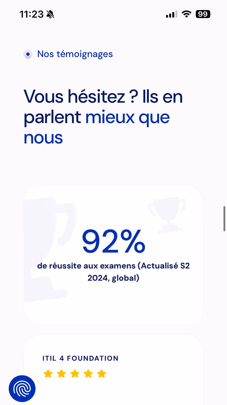 Visual of the Macertif webflow site on smartphone 02